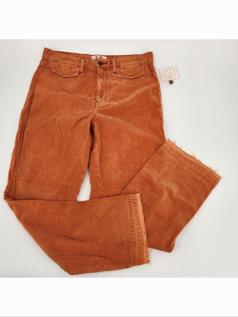 Free People We The Free Aces Straight Leg Corduroy Pants Womens Size 30 Orange - Picture 2 of 10